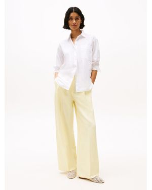 Tommy Hilfiger Linen Blend Relaxed Straight Leg Trousers - White