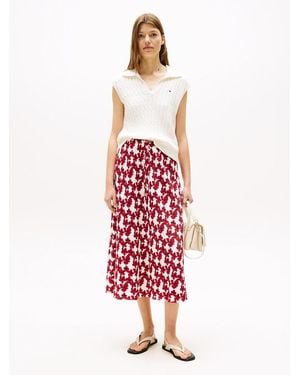 Tommy Hilfiger Textured Drawstring Straight Midi Skirt - White