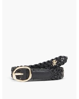 Tommy Hilfiger Cinturón De Piel Trenzado Con Hebilla Esculpida - Negro