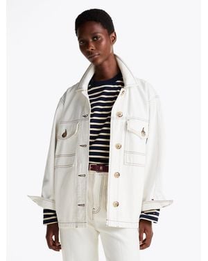 Tommy Hilfiger Oversized Denim Utility Jacket - White