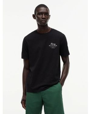 Tommy Hilfiger Logo Jersey Crew Neck T-Shirt - Blue