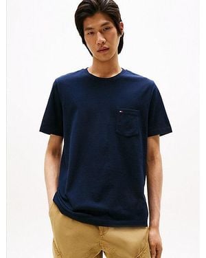 Tommy Hilfiger Rundhals-T-Shirt Mit Aufgesetzter Brusttasche - Blau