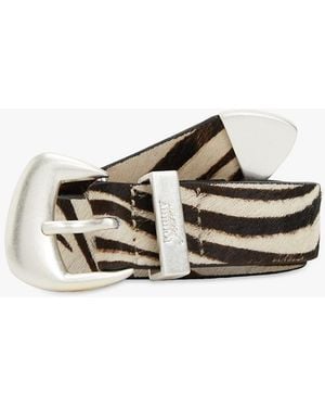 Tommy Hilfiger Zebra Print Abstract Buckle Belt - White
