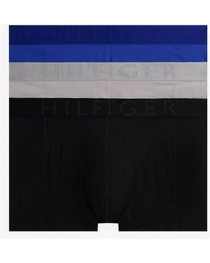 Tommy Hilfiger 3 Pack Boxer Aderenti Con Vita Metallizzata - Blu