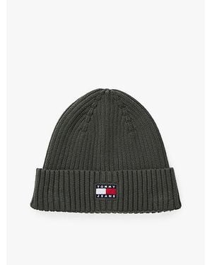 Tommy Hilfiger Ribgebreide Muts Met Heritage-Logo - Groen
