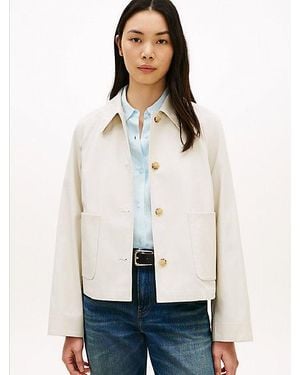 Tommy Hilfiger Water Repellent Collared Relaxed Short Jacket - Natural