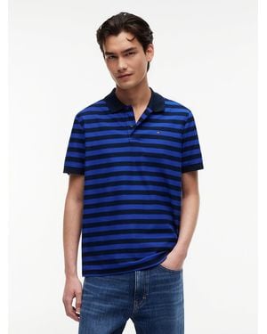 Tommy Hilfiger Regular Fit Stripe Jersey Polo Shirt - Blue