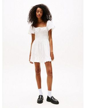 Tommy Hilfiger Kurzes Slim Fit-And-Flare Hemdkleid - Weiß