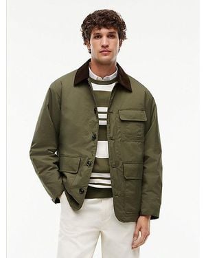 Tommy Hilfiger Corduroy Collar Padded Ripstop Barn Jacket - Green