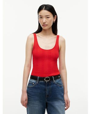Tommy Hilfiger Pointelle Slim Scoop Neck Tank Top - Red