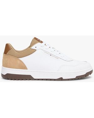 Tommy Hilfiger Mixed Texture Basketball Trainers With Leather - White