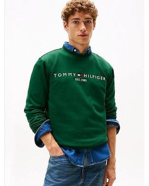 Tommy Hilfiger Flex Fleece Sweatshirt Met Geborduurd Logo - Groen
