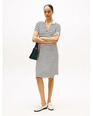 Tommy Hilfiger Vestido Tipo Polo Midi - Blanco