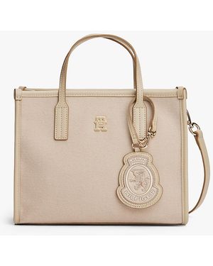 Tommy Hilfiger Metallic Logo Charm City Tote Bag - Natural