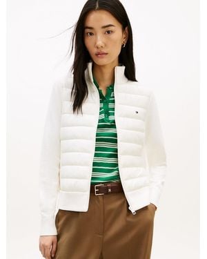 Tommy Hilfiger Lightweight Mixed Knit Padded Jacket - Natural