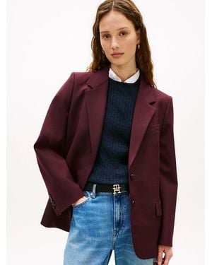 Tommy Hilfiger Relaxed Fit Wool Blend Blazer - Purple