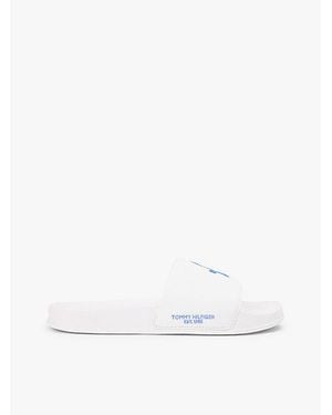 Tommy Hilfiger Canvas Badslipper Met Geborduurd Logo - Naturel