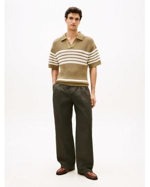 Tommy Hilfiger Lightweight Paper Touch Pleated Loose Trousers - Green