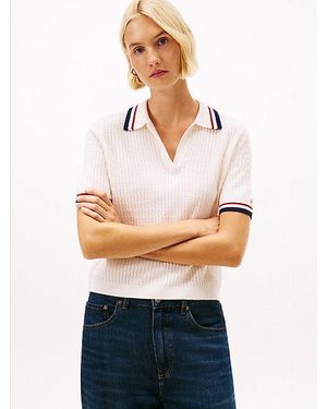 Tommy Hilfiger Polotrui Met Korte Mouwen En Kasjmier - Wit