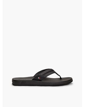 Tommy Hilfiger Flag Webbing Strap Contoured Flip Flops - White