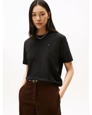 Tommy Hilfiger T-Shirt Boxy Décontracté En Maille - Noir
