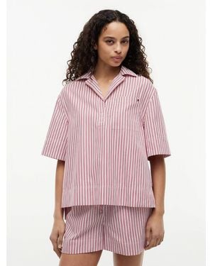 Tommy Hilfiger Relaxed Fit Poplin Short Sleeve Shirt - Pink