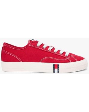 Tommy Hilfiger Archive Flag Stripe Canvas Trainers - Red