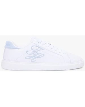 Tommy Hilfiger Hilfiger Icon Leather Logo Embroidery Court Trainers - White