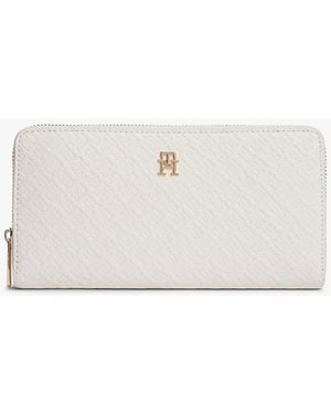 Tommy Hilfiger Hilfiger Icon Debossed Zip-Around Wallet - Natural