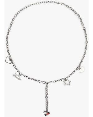 Tommy Hilfiger Cintura A Catenella Con Charm E Logo - Bianco