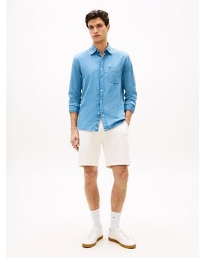 Tommy Hilfiger Flag Embroidery Terry Sweat Shorts - Blue