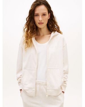 Tommy Hilfiger Essential Logo Zip-Thru Lounge Hoody - White