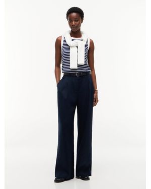 Tommy Hilfiger Linen Blend Tailored Wide Leg Trousers - Blue
