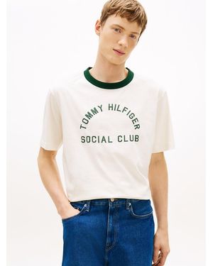 Tommy Hilfiger Contrast Crew Neck Relaxed Jersey T-Shirt - White
