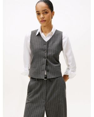 Tommy Hilfiger Relaxed Fit Pinstripe Waistcoat - Grey