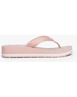 Tommy Hilfiger Sandali Infradito Con Plateau E Righe - Rosa
