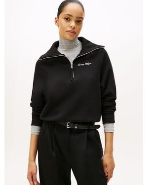 Tommy Hilfiger Interlock Knit Fleece Half-zip Jumper - Black
