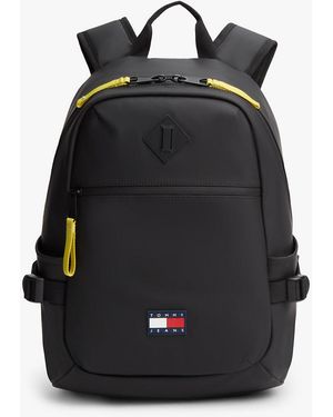 Tommy Hilfiger Zaino Con Doppia Zip E Logo Gommato - Nero