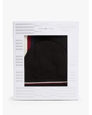 Tommy Hilfiger Cadeauset Met Beanie En Sjaal Met Logo - Zwart