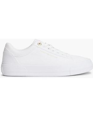 Tommy Hilfiger Metallic Logo Canvas Platform Trainers - White