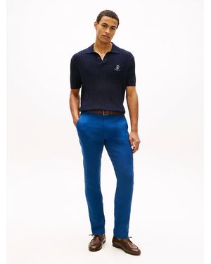 Tommy Hilfiger Denton Straight Leg Linen Blend Chinos - Blue