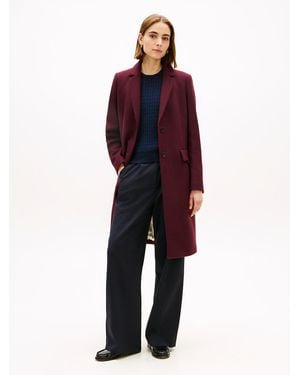 Tommy Hilfiger Single Breasted Coat With Cashmere - Red
