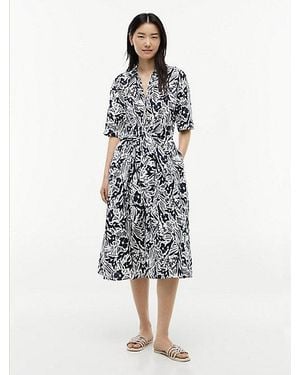 Tommy Hilfiger Midi-Hemdkleid Aus Leinenmix Mit Knotendetail - Weiß