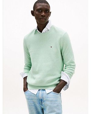 Tommy Hilfiger Jersey De Punto Gofrado Con Cuello Redondo - Verde