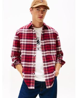 Tommy Hilfiger Regular Fit Tartan Check Flannel Shirt - Red