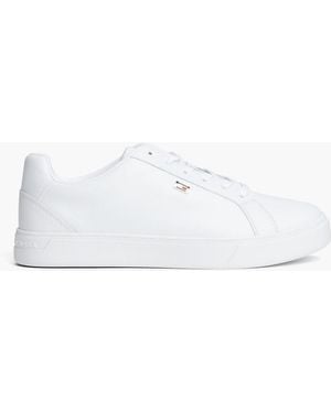 Tommy Hilfiger Enamel Flag Leather Court Trainers - White