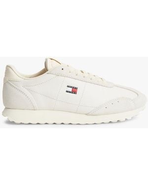 Tommy Hilfiger Archive Retro Trainers With Leather - Natural