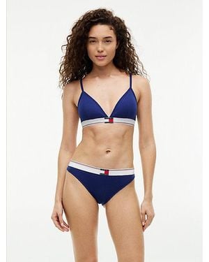 Tommy Hilfiger Heritage Flag Logo Ribbed Triangle Bra - Blue