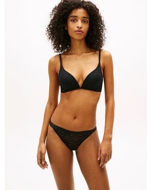 Tommy Hilfiger Leopard Lace Plunge Push-Up Bra - Orange