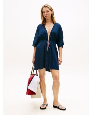 Tommy Hilfiger Kaftan Mini Cover-up Dress - Blue